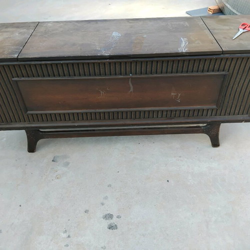 Mid Century Modern Stereo Console Record Player General Electric like new