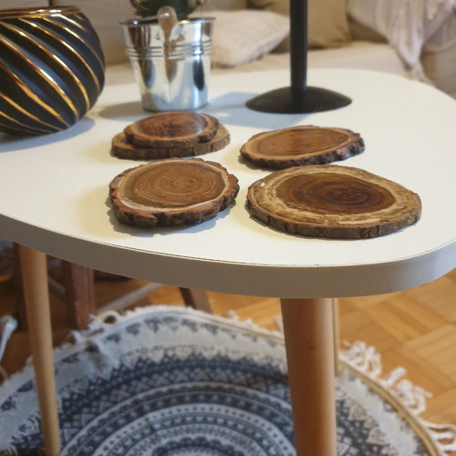 Handmade wooden coasters lacquered new