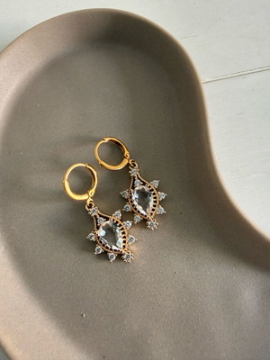 Earrings with crystals like new, gold color