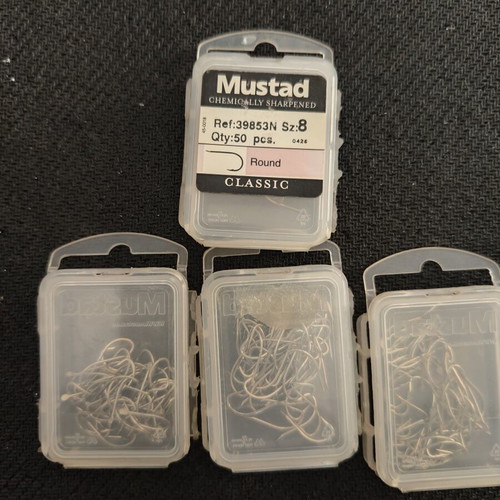 Mustad Classic 39853N Fishing Hooks No 8 New, 4 Boxes