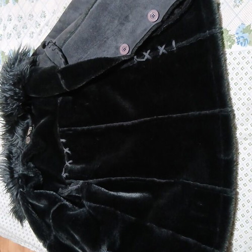 Suede Jacket Shearling Style L-XL Gray Anthracite Like New by WEST