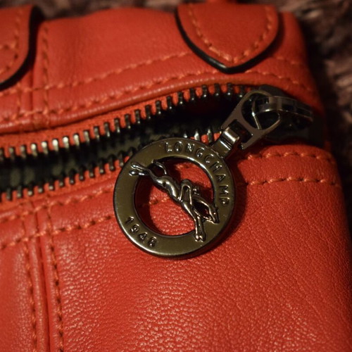 Longchamp Le Pliage leather crossbody bag used, red