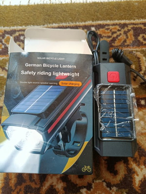 Bicycle lights new, front solar charging and rear with horn