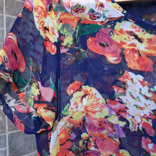 Floral dress M/L like new, midi to maxi, blue multicolor