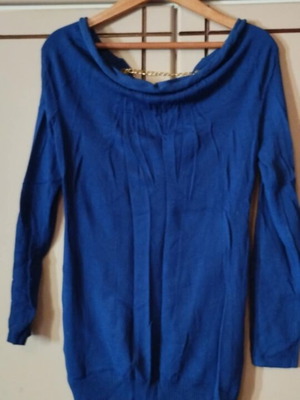 Синя електрическа блуза нова, размер L с верижка