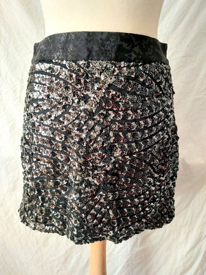 Zara mini skirt with sequins new, size S, black and grey