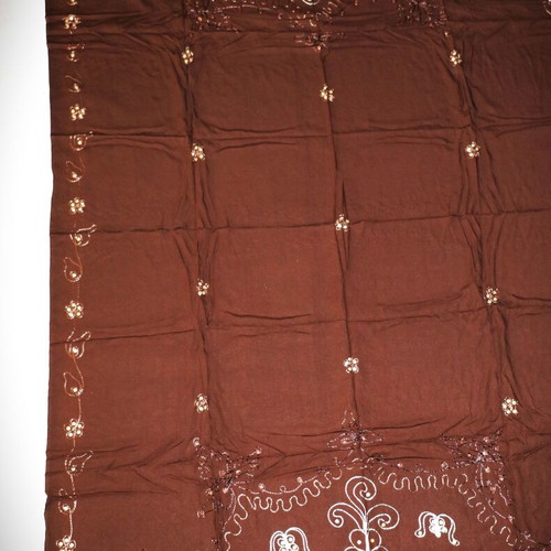Handmade pareo scarf with sequins silk and cotton blend