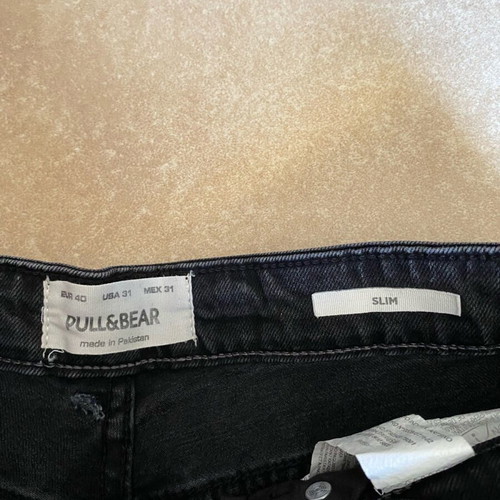 Pull & Bear men's slim black faded bermuda shorts like new with rips