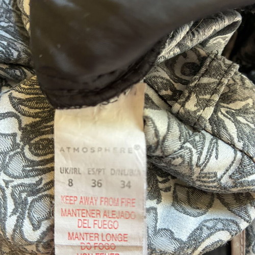 Atmosphere Textured Jacquard Brocade Trousers luxury size S black grey floral damask
