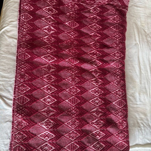 Woolen woven throw blanket like new with deep red color 190x220