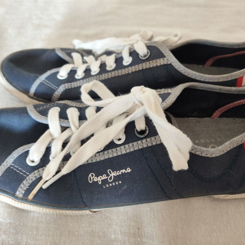 Pepe Jeans men's sneakers navy blue canvas size 43 like new