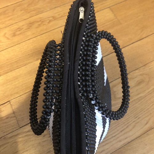 Ethnic Handbag New Black and White Beaded Summer Accessory