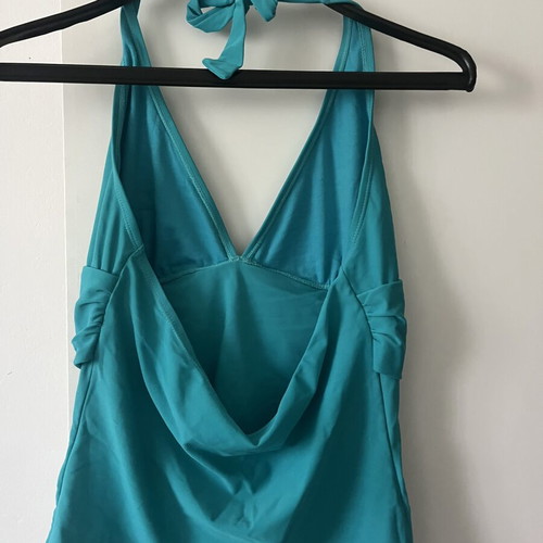 Turquoise halter tie top with beads and shells, like new, size M