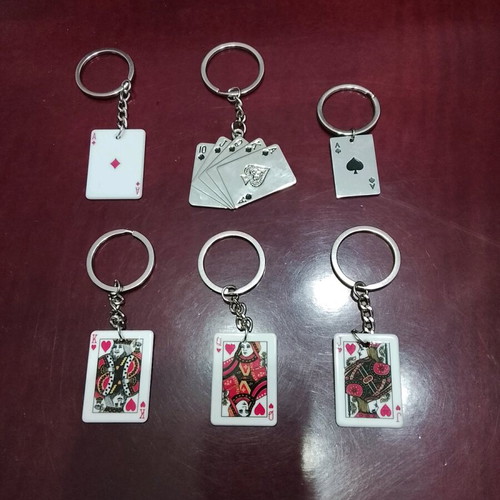 Metal playing card keychains new