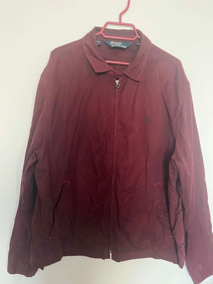 Men's Polo jacket burgundy like new, size XL, cotton