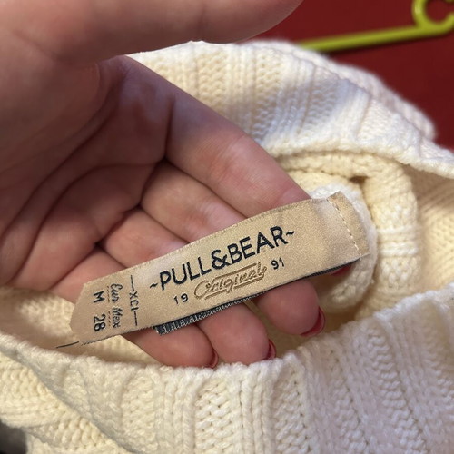Pull&Bear knitted turtleneck sweater used, off-white