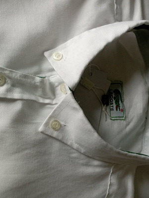 Lacoste men's white shirt with green trim new, XL