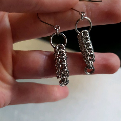 Stainless Steel Chainmail Earrings like new, handmade