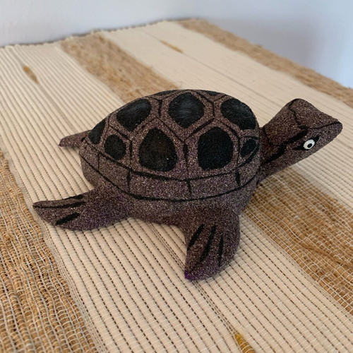 Decorative turtle 12 cm new, handmade from wood and colored sand