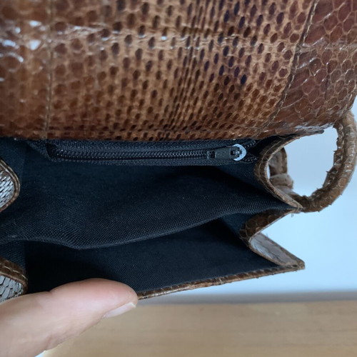Leather snake skin crossbody bag new, rust color