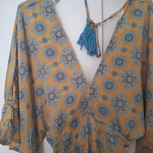 Boho silk jumpsuit used, one size