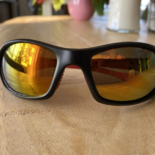 Sports Sunglasses with Yellow/Gold Mirror Lenses like new, wrap-around