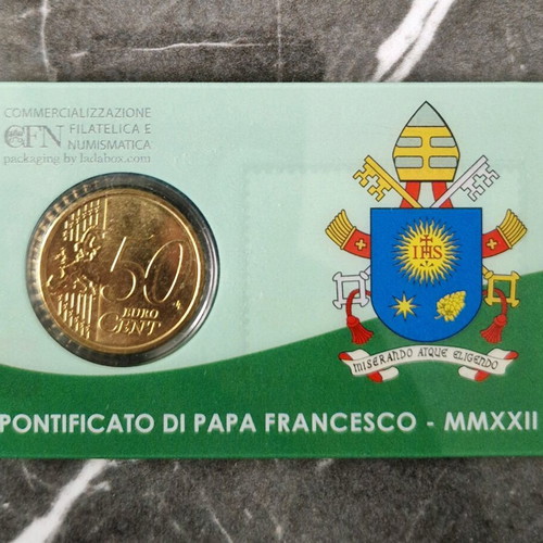 Vatican Coin Card 2022 50 Cent new with coin and stamp
