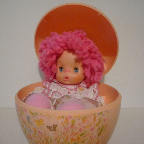 El greco Patapoufa pink doll with egg from 1980s like new