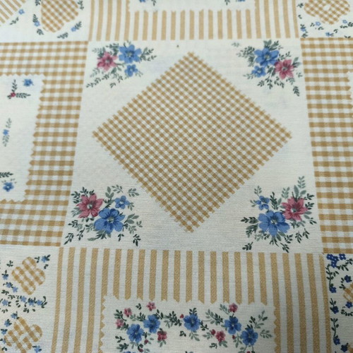 Canvas fabric printed with geometric and floral patterns, new