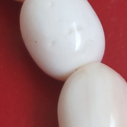 Pressed coral necklace, soft pink color, 45 cm
