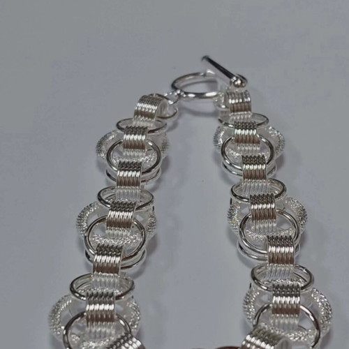 Silver bracelet new, silver plated, 20cm, 10mm thick