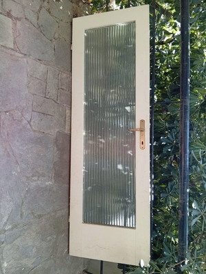 Interior wooden door with glass and gold handle