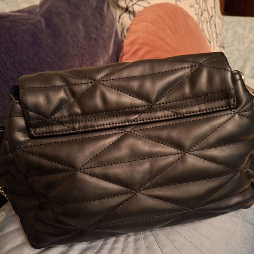 Stradivarius large quilted crossbody bag, black