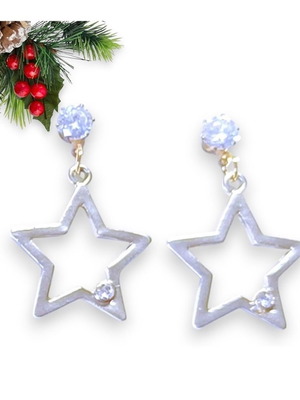 Handmade star-shaped stainless steel earrings with zirconia new