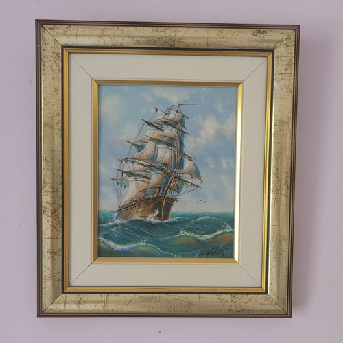 Seascape oil painting on canvas used, 43x40 cm framed