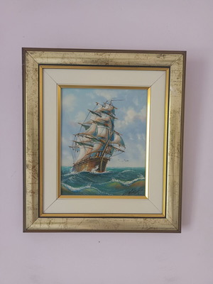 Seascape oil painting on canvas used, 43x40 cm framed