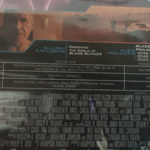 BLADE RUNNER 2049 / BLU-RAY 3D & BLU-RAY!!!