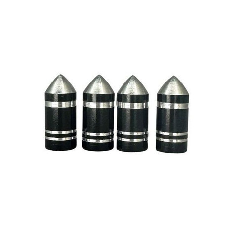 Tire valve caps black rocket style pack of 5 new