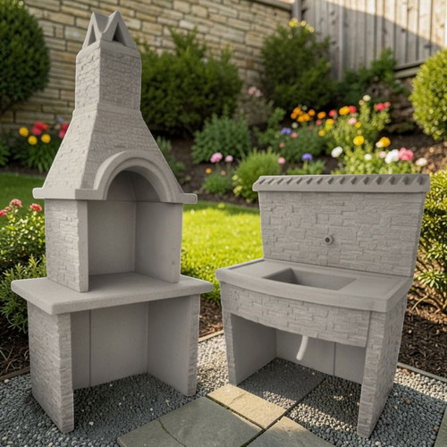 Vanessa Concrete Summer Kitchen Set with Barbecue and Sink New