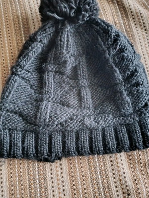 Doca women's knitted hat with pompom, new, black, one size