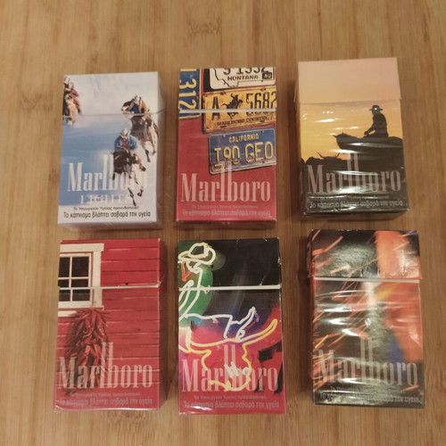 Marlboro collectible cigarette packs set of 6 used