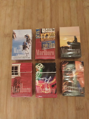 Marlboro collectible cigarette packs set of 6 used