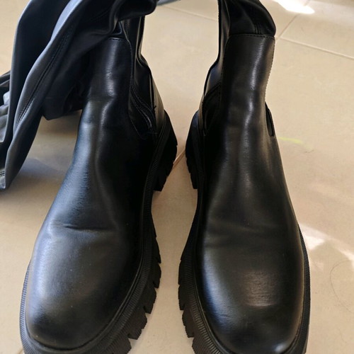Zara over-the-knee boots no. 40 like new, black faux leather
