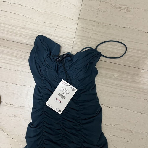 Dress with ruching new, blue and green Pull & Bear