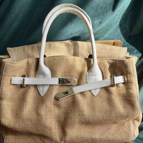 Le Sable hand bag used, raffia, beige