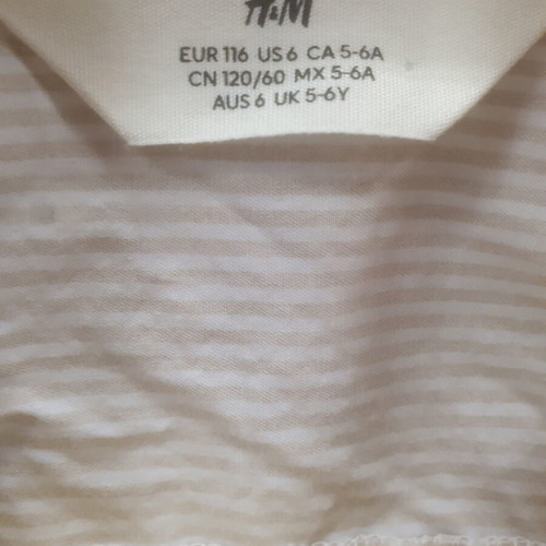 H&M children's shirt, white and beige, size 116 cm