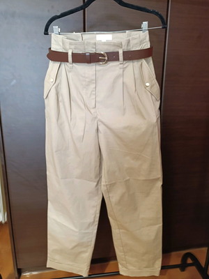 H&M high-waisted pants with belt new, beige brown