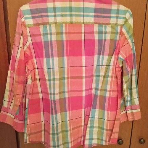Women's short checkered shirt new, lilac-green from Milano