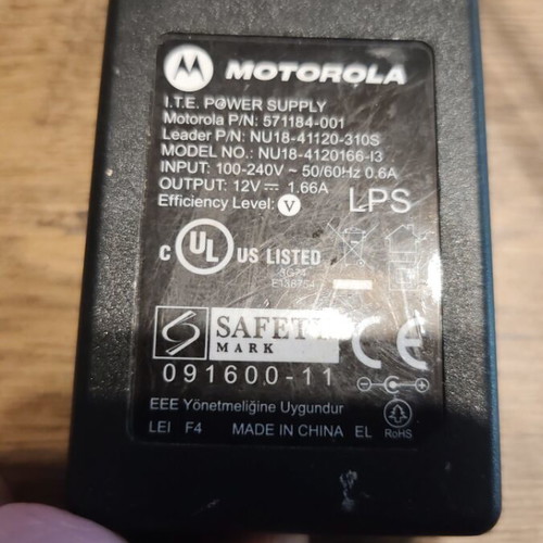 Transformer 12V 1.66A used, Motorola