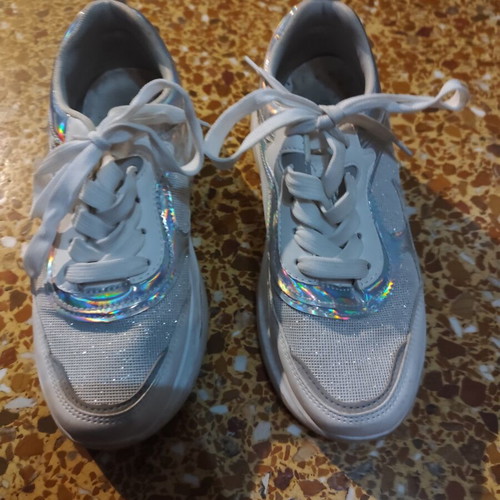Women's athletic shoes size 37 white silver used